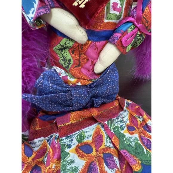 VTG CARMEN MANAGO RARE Mavis Doll Red Hat Lady 24" Shelf sitter 2001 Purple Boa‎ - Picture 4 of 8